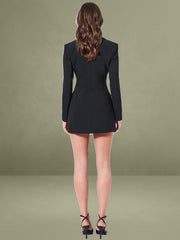 Calista Black Stretch Crepe Blazer Dress