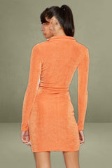 Orange Mini Dress Slinky Jersey Cut Out