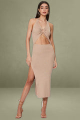 Beige Midi Dress Knit