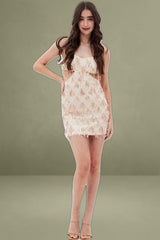 Pink Cutout Sequin Dress Tassels