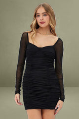 Black Bodycon Dress Corset Detail Mesh