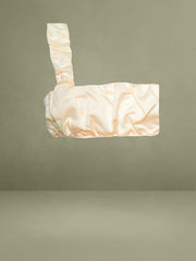 Egg White Satin Bubble Hem Mini Dress