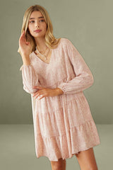 Print Long Sleeve Skater Dress