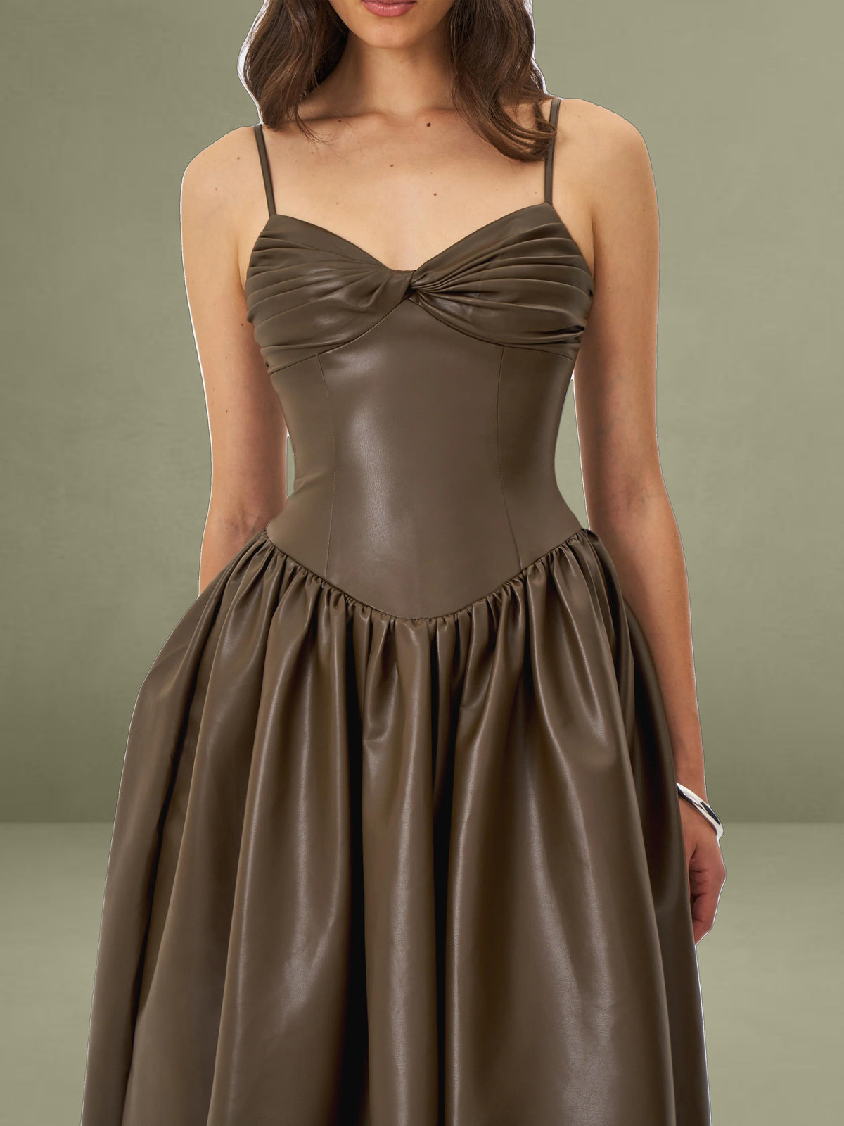 Cocoa Vegan Leather Drop Waist Maxi Dress