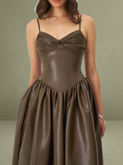 Cocoa Vegan Leather Drop Waist Maxi Dress