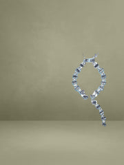 Pale Blue Satin Crystal Embellished High Slit Gown