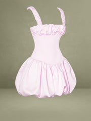 Aubrey Pink Satin Bubble Hem Mini Dress