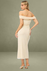 White Bodycon Dress Off Shoulder Mesh