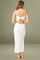 White Bodycon Dress Singlet Textured Midi