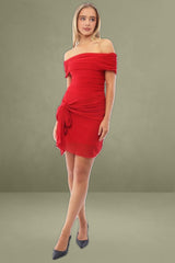 Red Bodycon Dress Off Shoulder Mini
