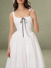 Madison Cotton Eyelet Square Neck Midi Dress