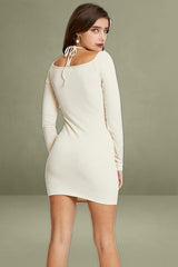 Beige Bodycon Dress Halter Neck