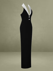 Raelyn Black and White Business Casual Maxi Dress