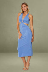 Blue Midi Dress Sleeveless