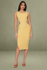 Orange Knit Dress Midi