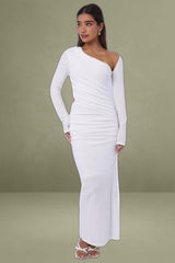 White Textured Midi Bodycon Dress