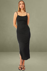 Black Bodycon Dress Singlet Textured Midi