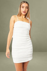 White Bodycon Dress Textured Mini